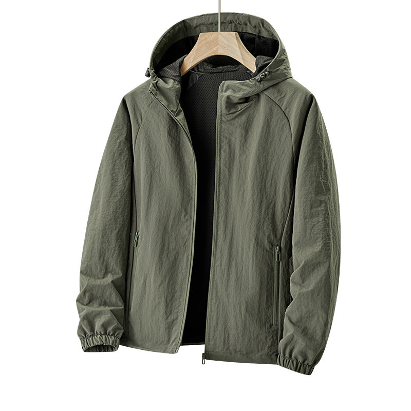 Herren Ultraleichte Kapuzen-Windjacke mit Mesh-Futter und wasserabweisender Außenlage Echo Archiv
