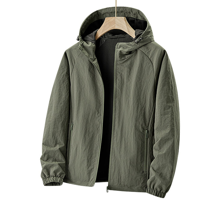 Herren Ultraleichte Kapuzen-Windjacke mit Mesh-Futter und wasserabweisender Außenlage Echo Archiv