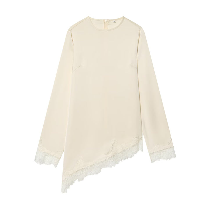 Damen asymmetrisches Blusenshirt mit Spitzenverzierung Echo Archiv