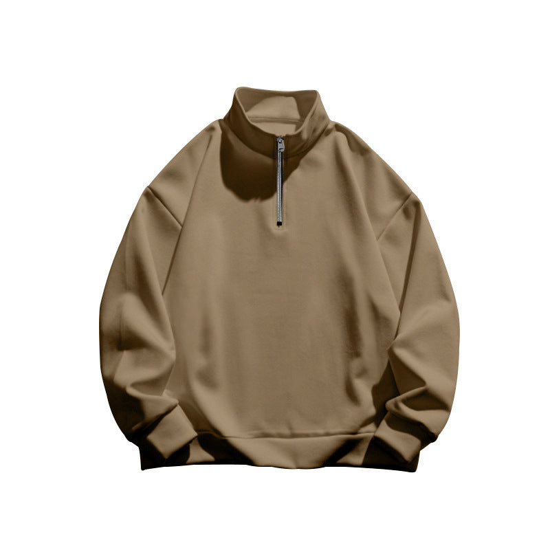 Herren lässiger Sweatpullover mit halbem Reißverschluss und hohem Kragen Echoarchiv