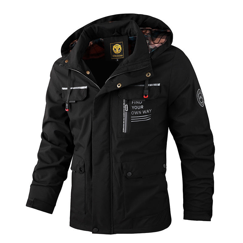 Herren nan urbaner Softshell-Parka mit Kapuze, verdecktem Zweiwege-Reißverschluss und Ärmeltasche Echo Archiv
