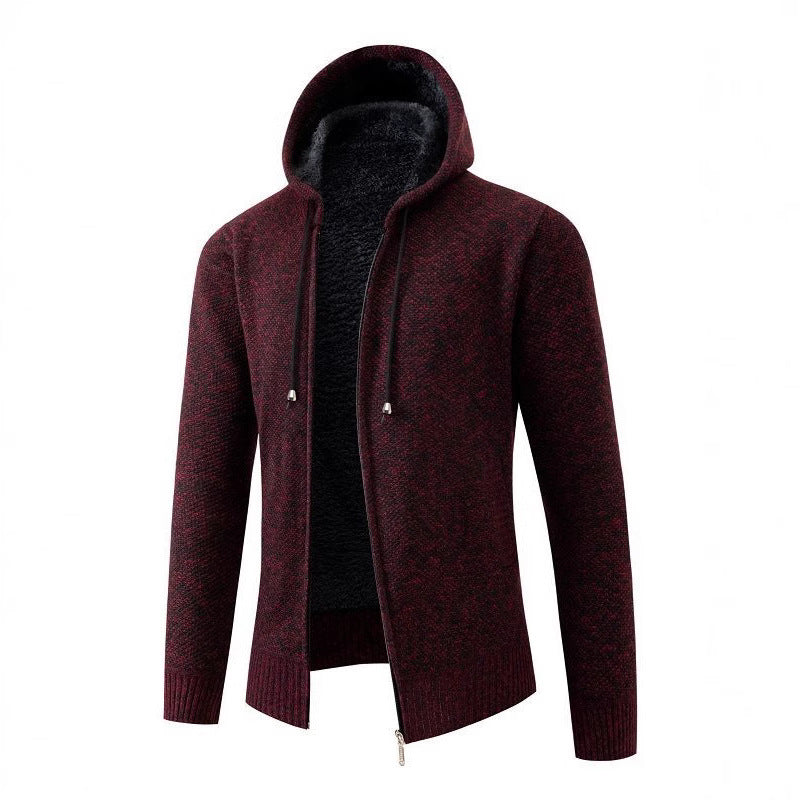 Herren kuschelige Fleecejacke mit Kapuze Echoarchiv
