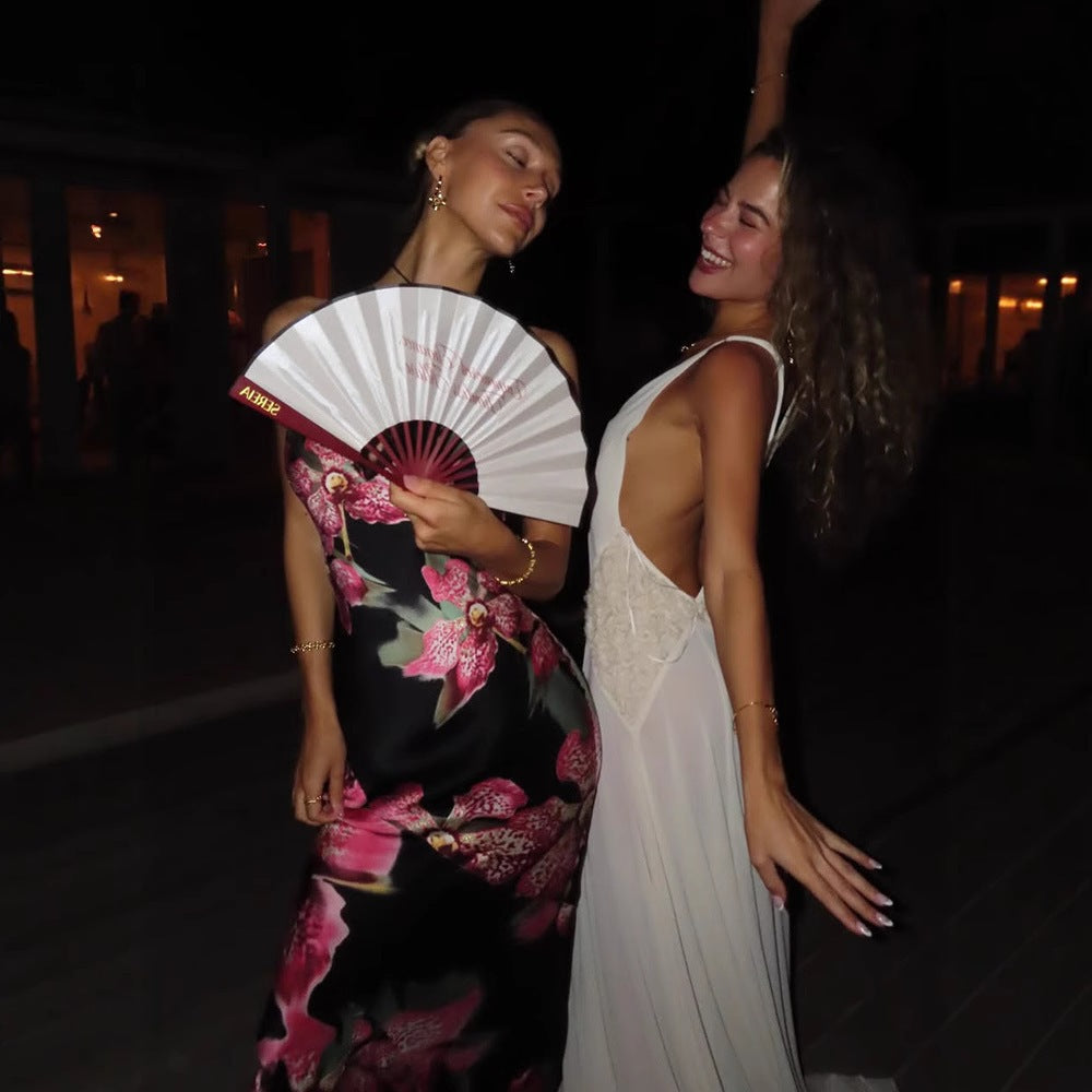 Damen Maxikleid mit floralem Seiden-Effekt und feinen Spaghettiträgern Echo Archiv