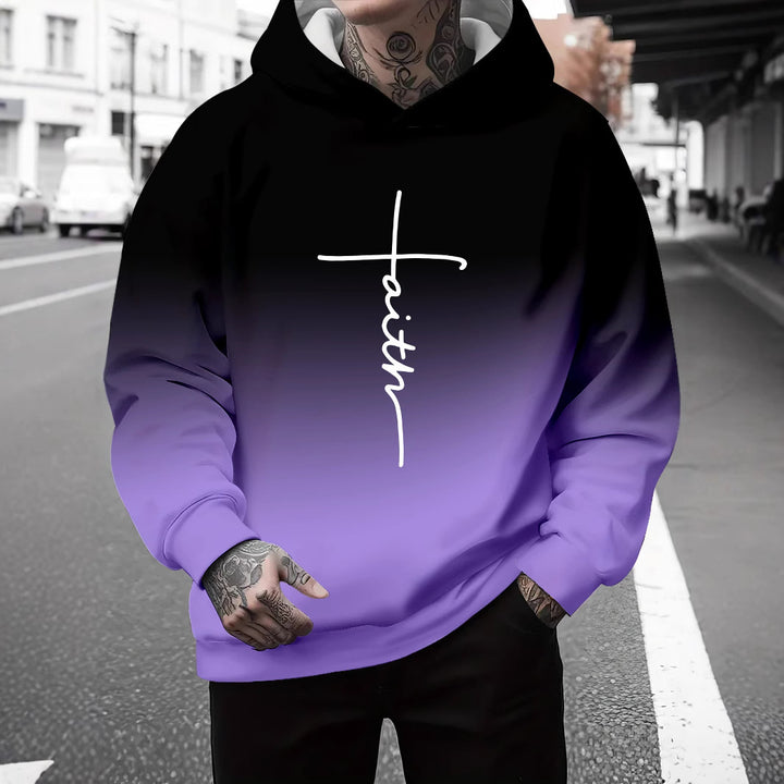 Herren Kapuzenpullover mit subtiler Farbverlauf-Optik und inspirierendem Schriftzug Echoarchiv