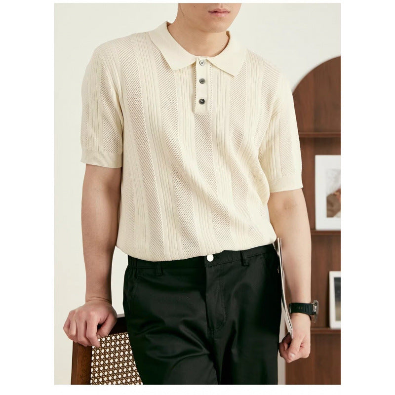 Herren Kurzarm Strick-Polo-Shirt Echo Archive