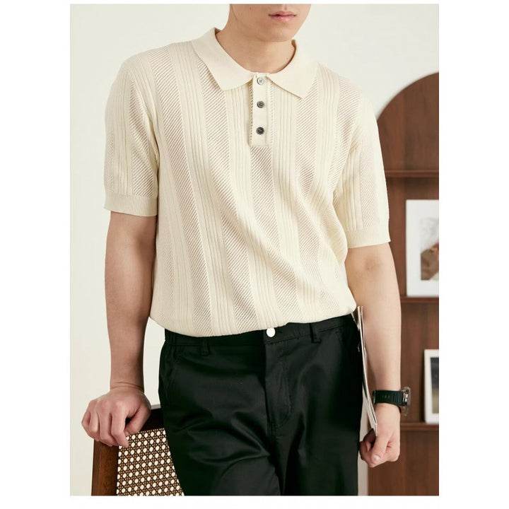 Herren Kurzarm Strick-Polo-Shirt Echo Archive