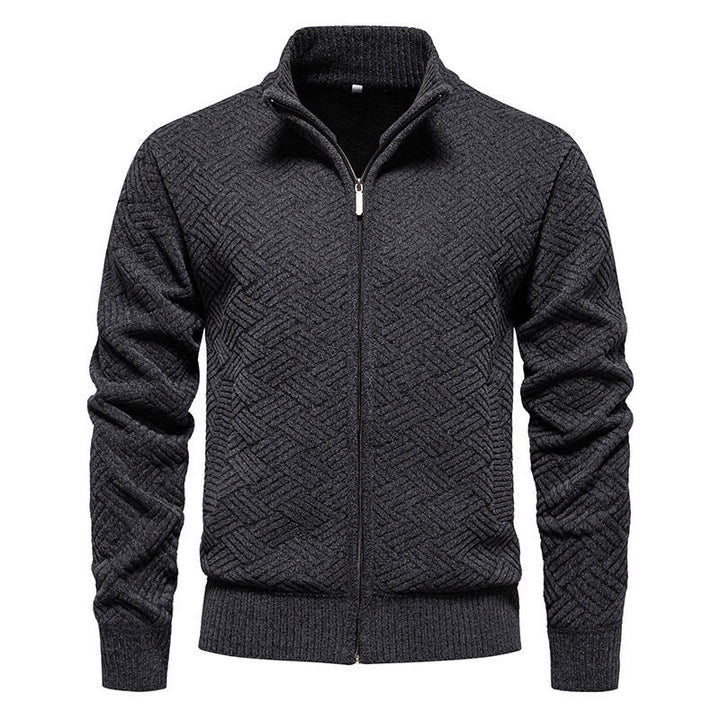 Herren modische Strickjacke mit hochgeschlossenem Kragen und Reißverschluss Echoarchiv