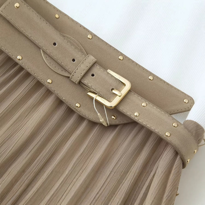 Damen Maxikleid mit raffiniertem Rüschendesign und elegantem Gürtel Echo Archiv