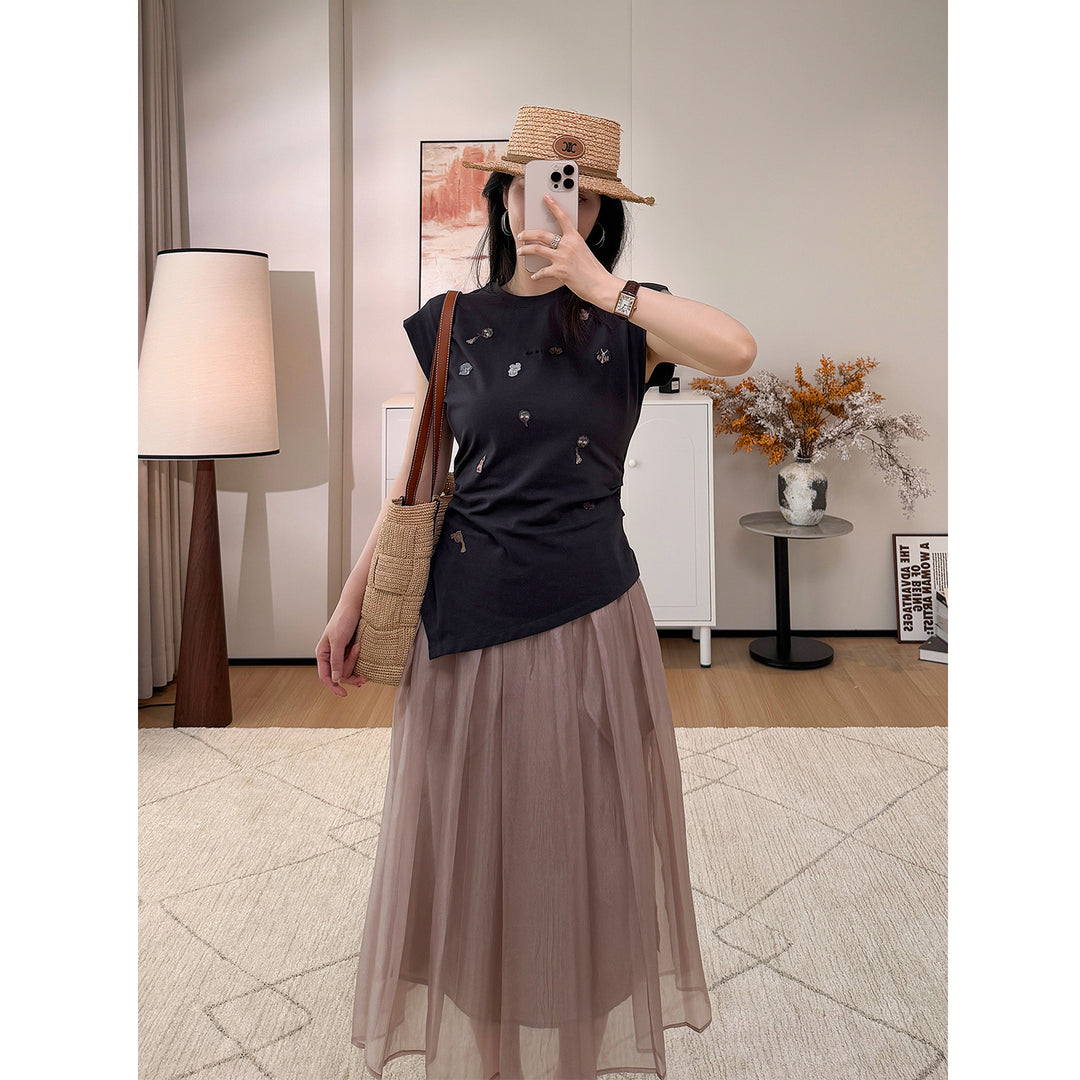 Damen Eleganter und fließender Midirock Echoarchiv