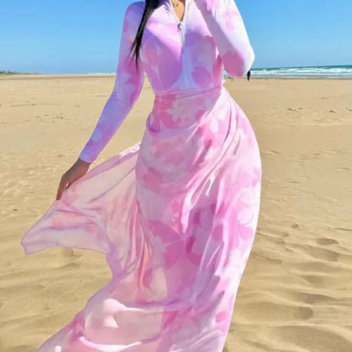 Damen Strandkleid mit Reißverschluss und langen Ärmeln Echo Archiv