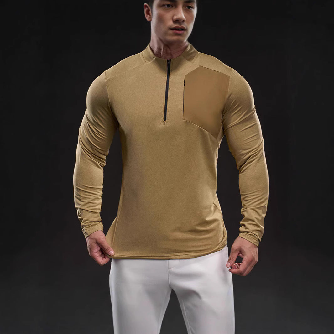 Herren Atmungsaktives Funktions-Langarmshirt mit kurzem Reißverschluss und Slim‑Fit – Marzano