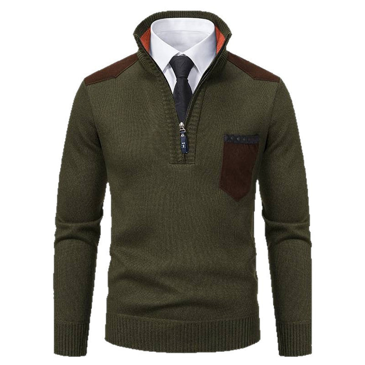 Herren eleganter Strickpullover mit Kragen und Taschen Echoarchiv