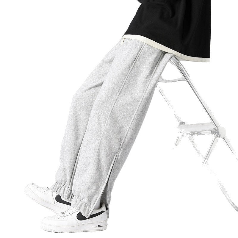 Herren weite Jogginghose mit seitlichem Reißverschluss‑Schlitz, elastischem Bund & Kordelzug Echo Archiv