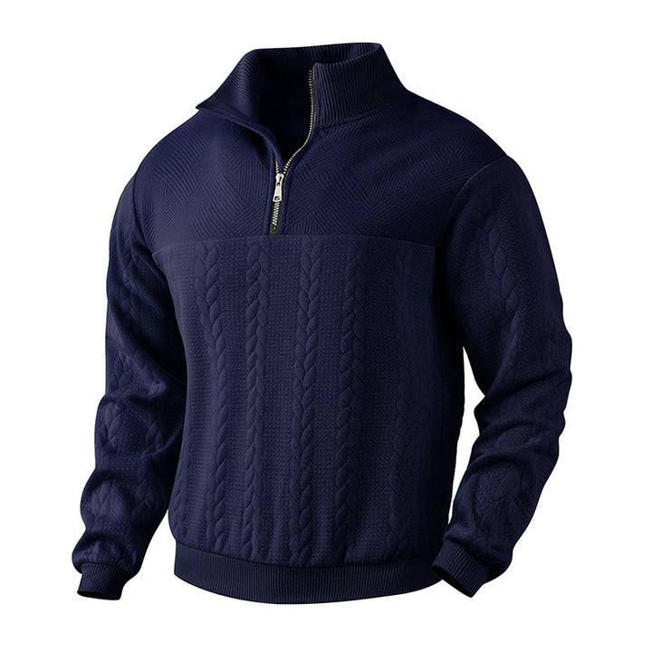 Herren Strickpullover mit Stehkragen und halbem Reißverschluss Echoarchiv