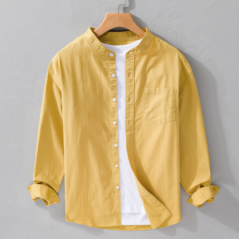 Herren Stehkragen-Overshirt aus Baumwollmix mit tonaler Brusttasche und Soft‑Touch Echoarchiv