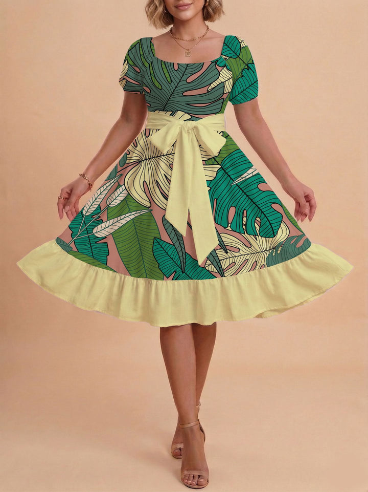 Damen Verspieltes Maxikleid mit Bärenmuster und taillierbarem Band Echo Archiv