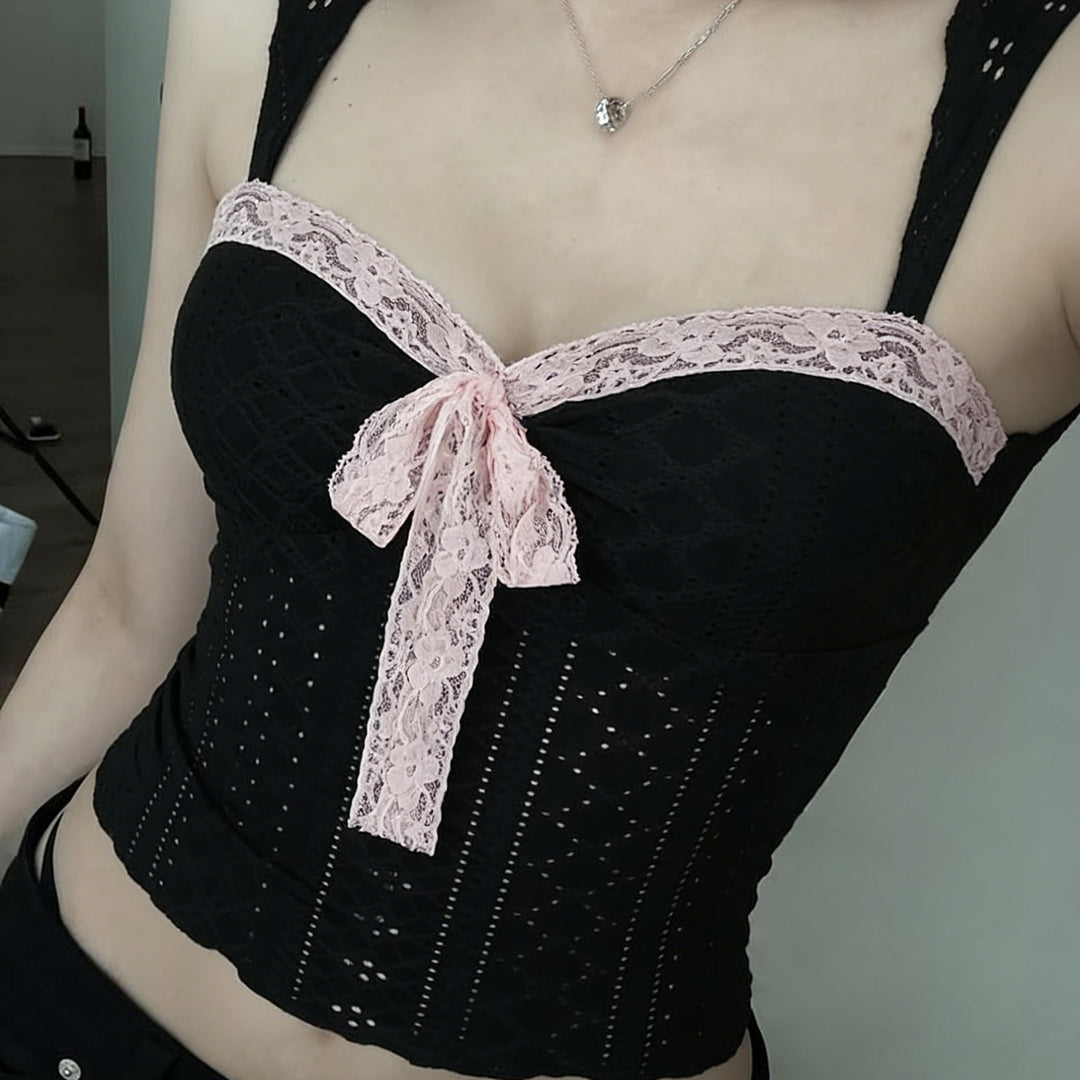 Damen Spitzen-Camisole mit dekorativem Bindeband Echo Archiv