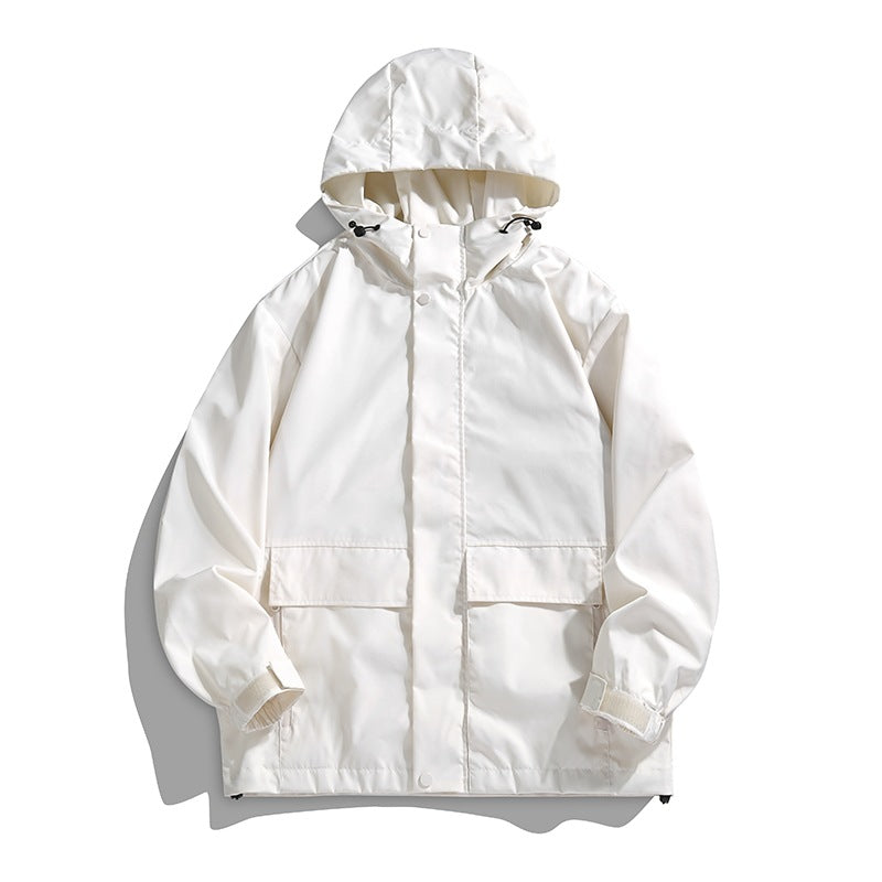 Unisex Wasserdichte Kapuzen-Übergangsjacke mit verstellbarer Kapuze & Utility-Taschen Echoarchiv
