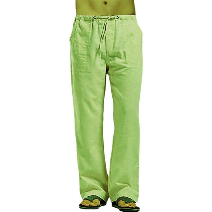 Herren nan lockere Leinenhose mit Tunnelzugbund und geradem Bein Echo Archiv