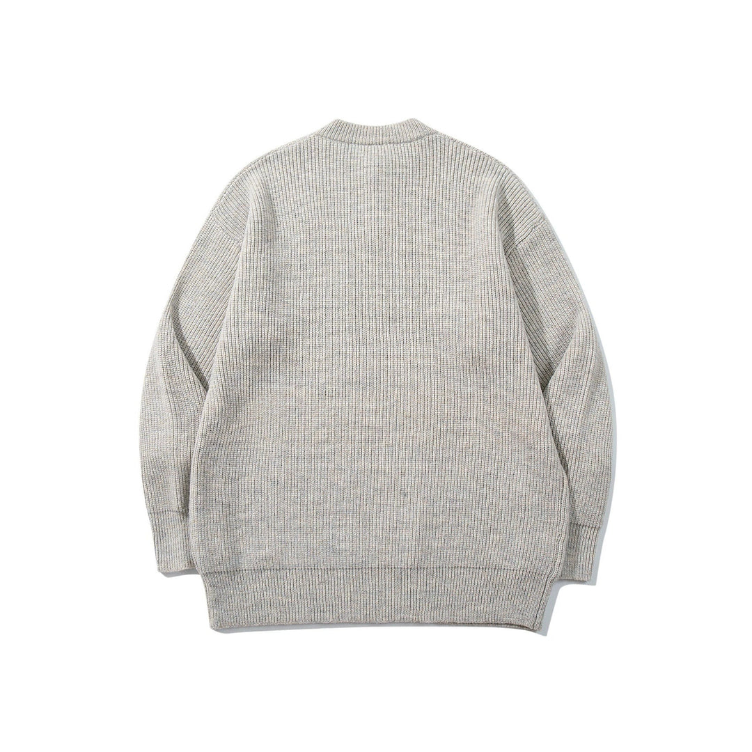 Herren Grobstrick-Henleypullover mit halber Knopfleiste und Rippbündchen Echoarchiv
