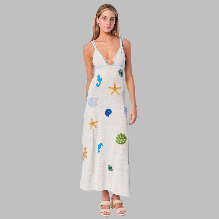Damen gehäkeltes Strandkleid mit maritimen Motiven Echo Archiv
