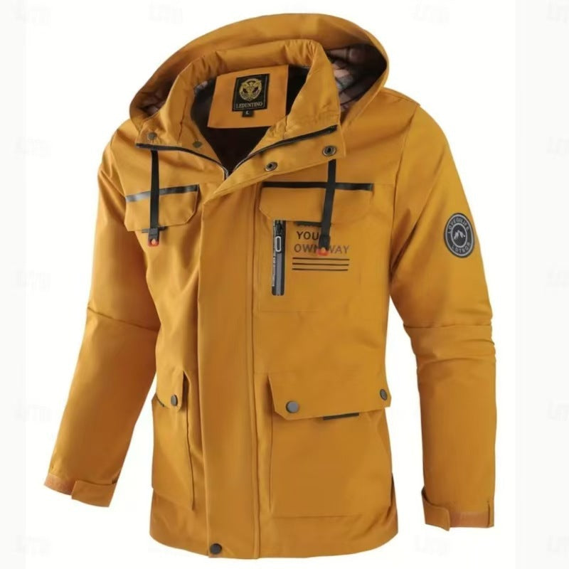 Herren nan urbaner Softshell-Parka mit Kapuze, verdecktem Zweiwege-Reißverschluss und Ärmeltasche Echo Archiv