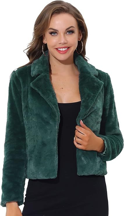 Damen Kurzblouson aus samtigem Faux‑Fur mit fallendem Revers und figurfreundlichem Cropped‑Schnitt Echo Archiv