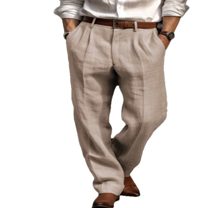 Herren Elegante Leinenhose mit geradem Bein Echoarchiv