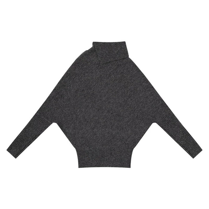 Damen Oversize-Pullover mit Rollkragen, asymmetrischer Schulter-Knopfleiste und Zopfstrick-Details Echoarchiv
