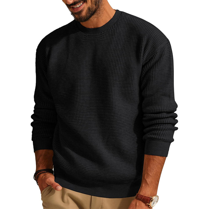 Herren Waffelstrick-Pullover mit Rundhalsausschnitt Echo Archiv