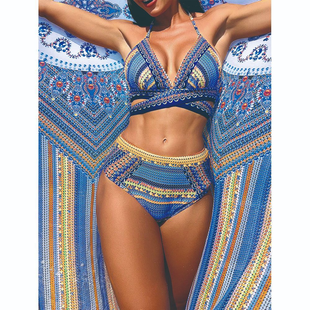 Damen Bikiniset mit kreativem Design und transparentem Kaftan Echo Archiv