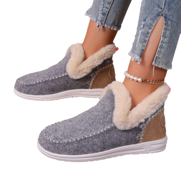 Damen Gefütterte Kurzstiefel-Hausschuhe mit Faux-Fellkragen und rutschfester Gummisohle – Lioré