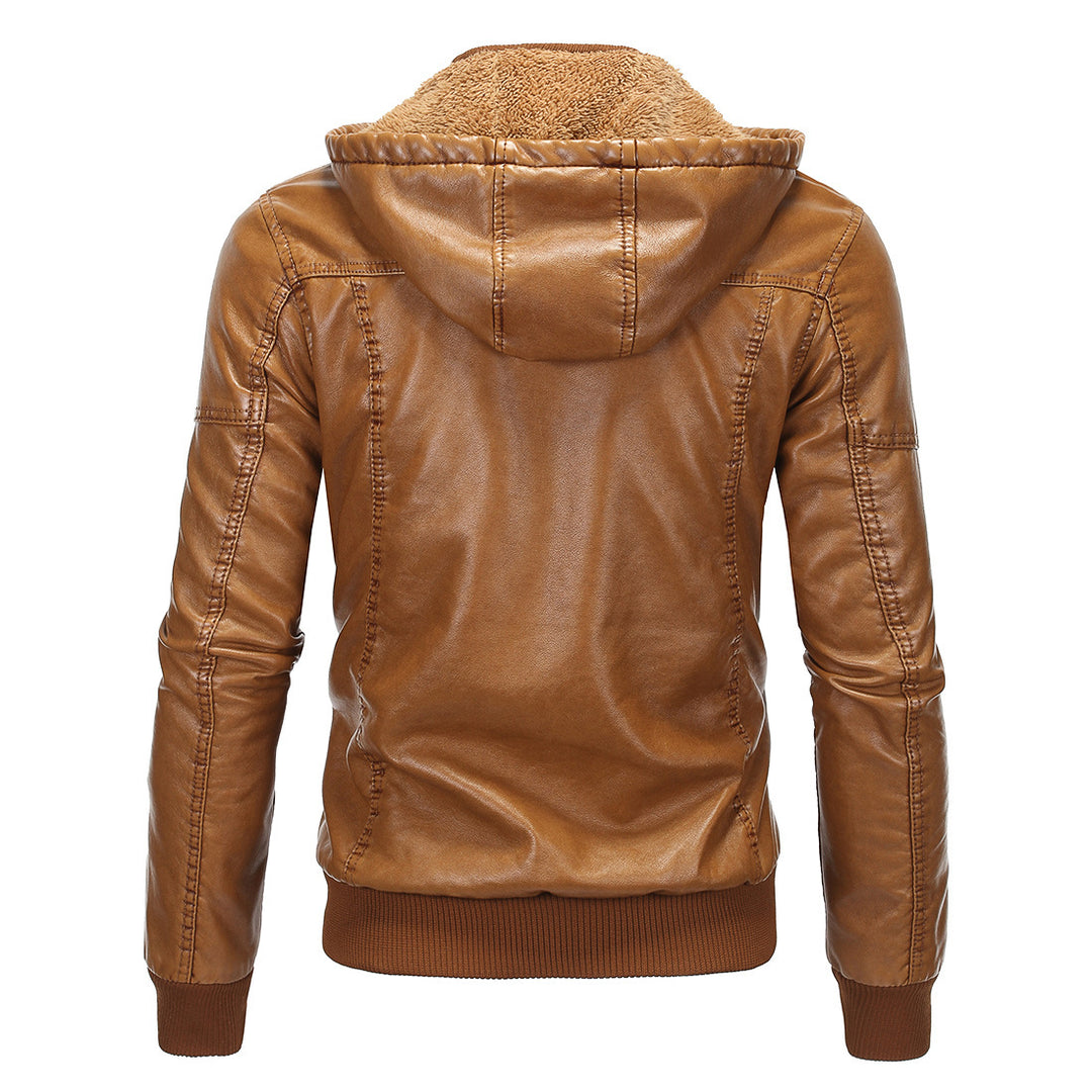 Herren Vintage-inspirierte Kunstleder-Bomberjacke mit Teddyfutter, Stehkragen und Brusttaschen Echo Archiv