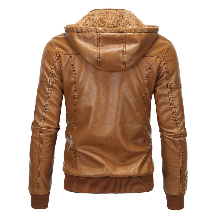 Herren Vintage-inspirierte Kunstleder-Bomberjacke mit Teddyfutter, Stehkragen und Brusttaschen Echo Archiv