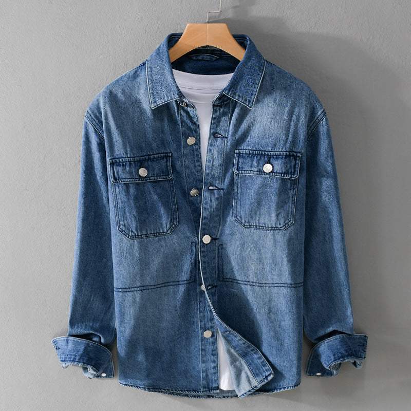 Herren Denim-Utility-Hemdjacke mit Brusttaschen und legerer Passform Echoarchiv