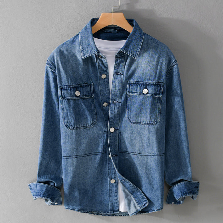 Herren Denim-Utility-Hemdjacke mit Brusttaschen und legerer Passform Echoarchiv