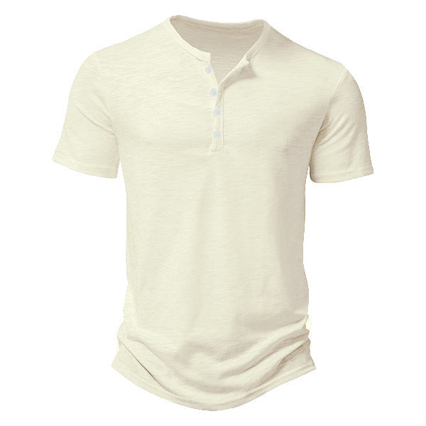 Herren Kurzarm-Henley-T-Shirt mit atmungsaktivem Design und praktischen Knöpfen Echoarchiv