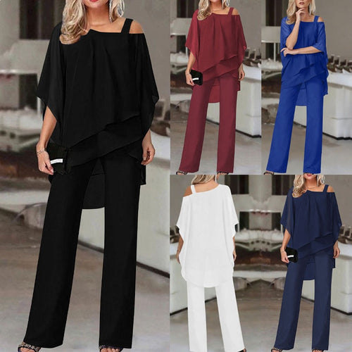 Damen Lagenbluse mit One-Shoulder-Trägern und asymmetrischem Volant-Saum – Élovi