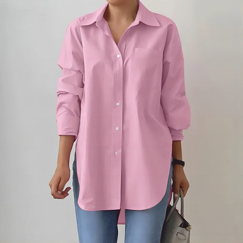 Damen Oversized Hemdbluse mit verlängertem Saum und Seitenschlitzen Echo Archiv