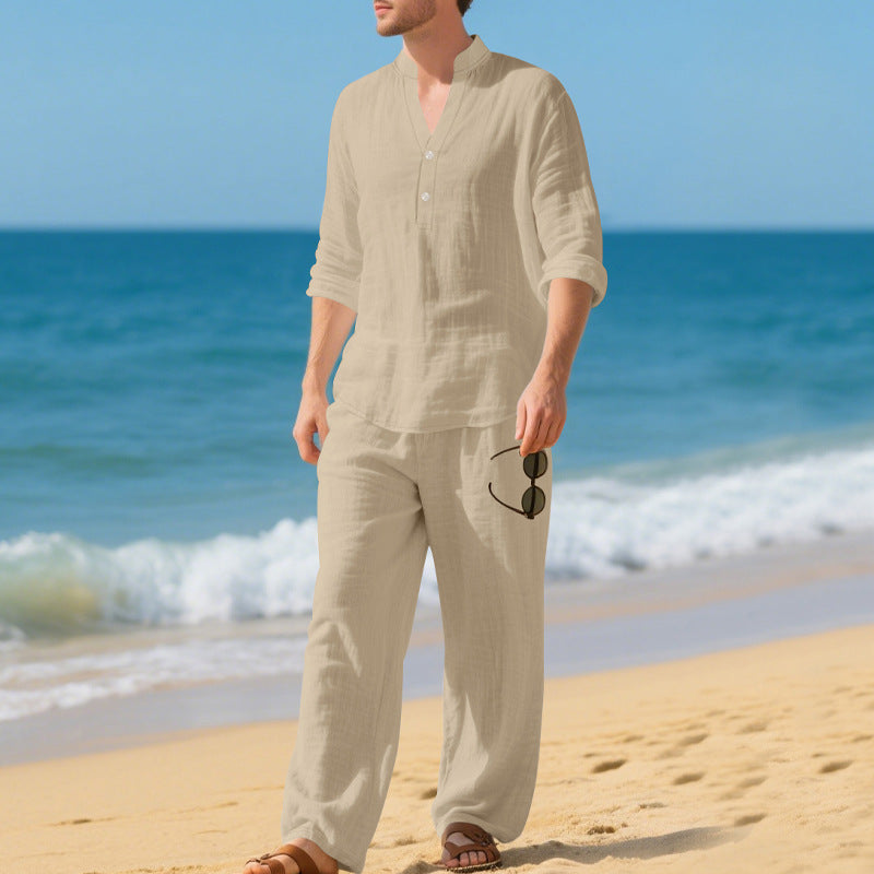 Herren lässiges Strandoutfit mit praktischem Knopfdesign und elastischem Bund Echoarchiv