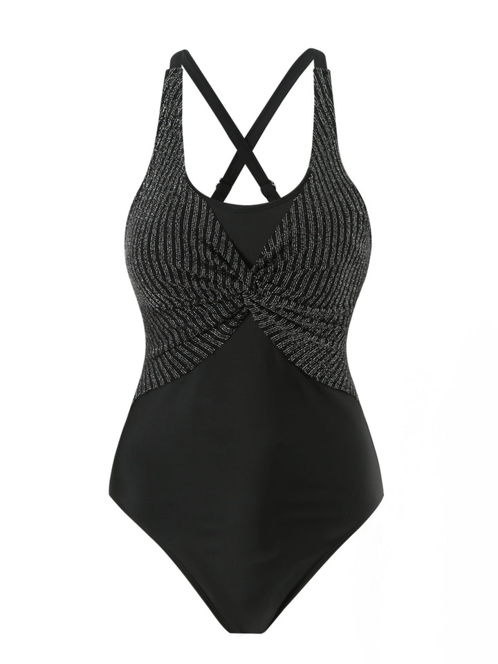 Damen Einteiler Badeanzug mit raffiniertem Wickel-Design und stylischen Spaghetti-Trägern Echo Archiv