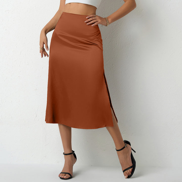 Damen eleganter Midirock mit fließendem Schnitt und Satin-Finish Echo Archiv