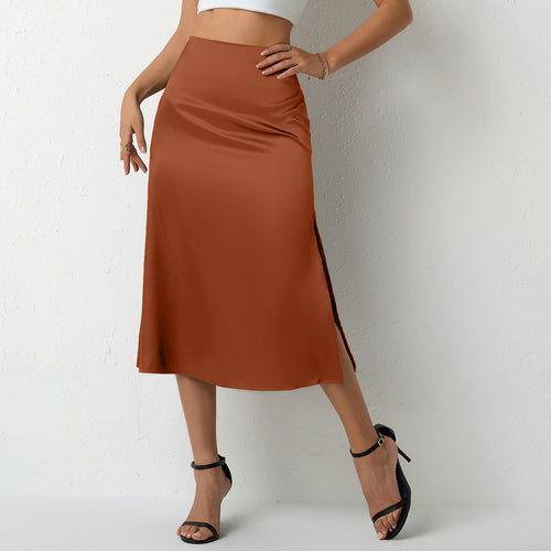 Damen eleganter Midirock mit fließendem Schnitt und Satin-Finish Echo Archiv