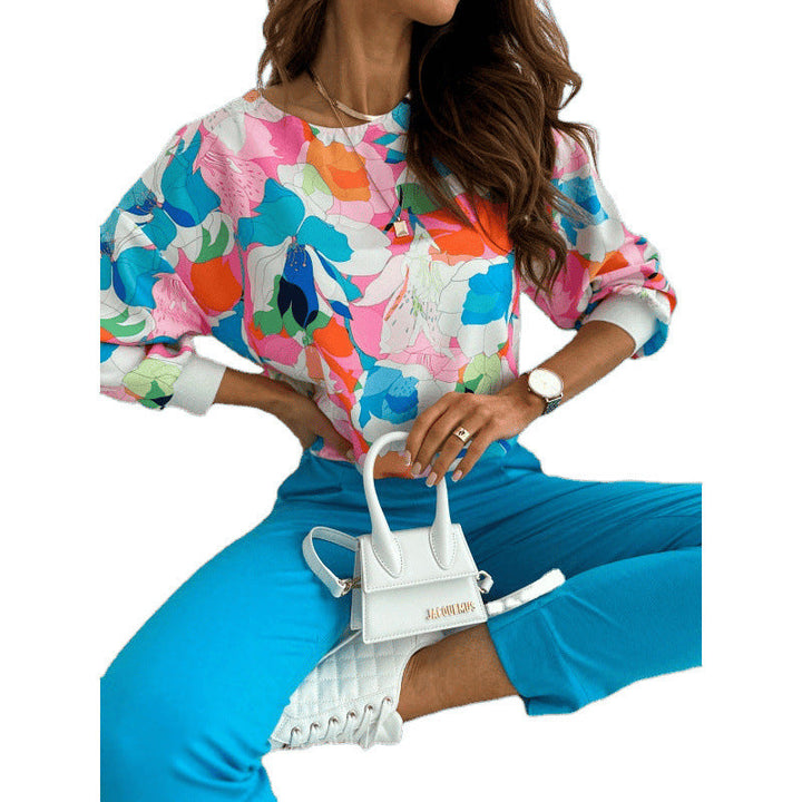 Damen Floral Print Freizeit SwEchoarchivtshirt Echoarchiv