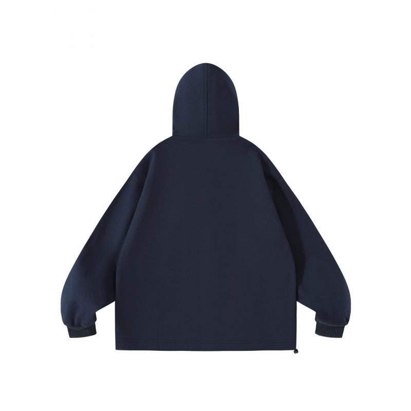 Unisex Oversize-Kapuzen-Überjacke mit kariert gefütterter Kapuze und Druckknopfleiste Echo Archiv