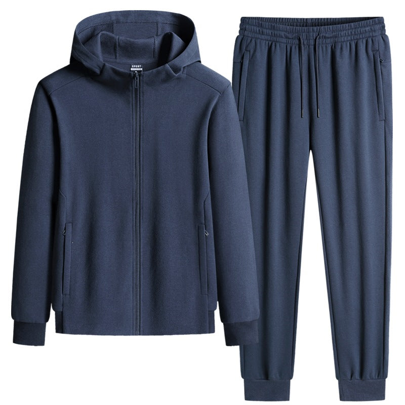 Herren zweiteiliges Kapuzen‑Trainingsset aus French‑Terry mit Reißverschlussjacke & konischer Jogginghose Echoarchiv