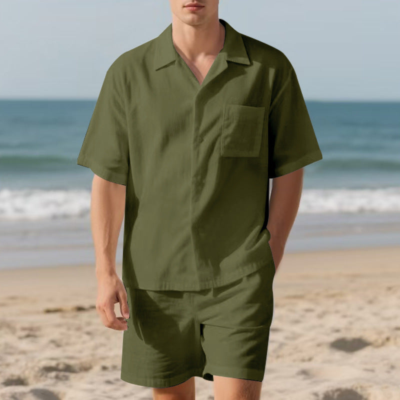 Herren lässiges Strandanzug mit Kurzarm-Hemd und Shorts Echoarchiv