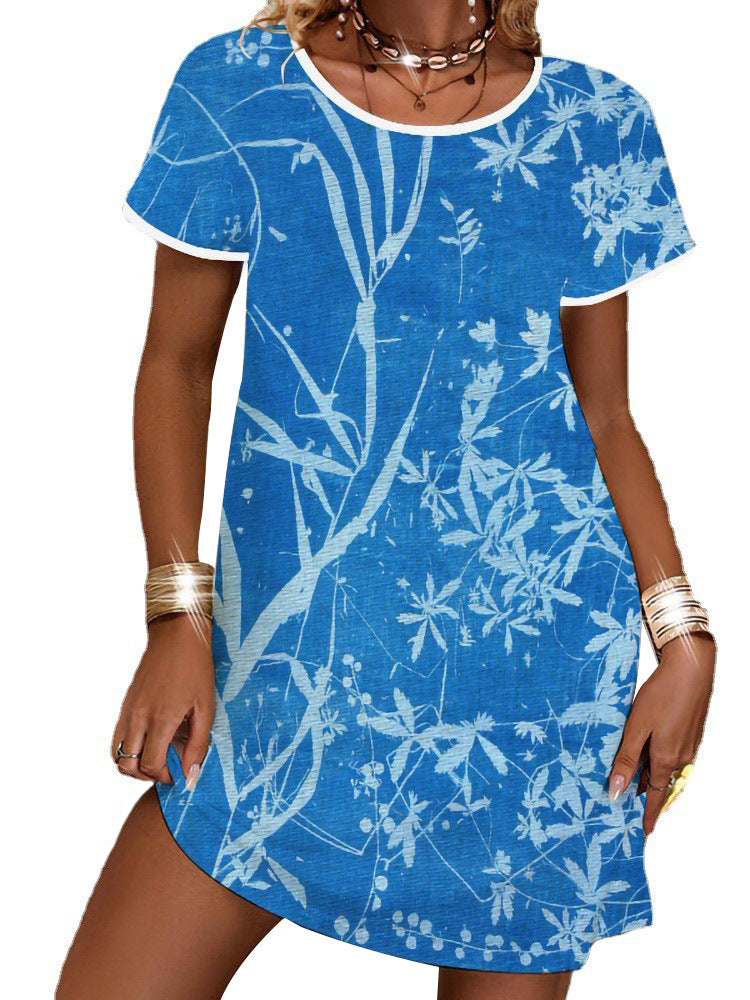 Damen Sommerliches T-Shirt-Kleid mit floralem Print Echo Archiv