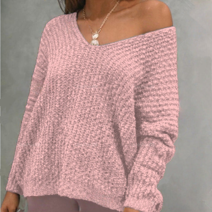 Damen Lockerer Bouclé‑Strickpullover mit überschnittener Schulter – Mavelle
