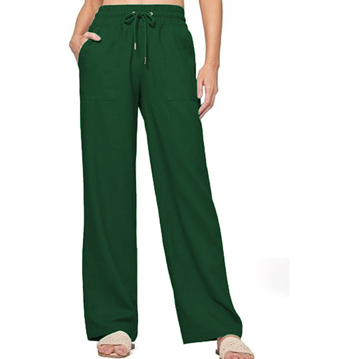 Damen nan weite Loungewear-Hose mit hohem Elastikbund Kordelzug Seitentaschen und legerer Palazzo-Passform Echo Archiv